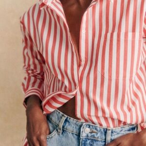 Sezane Max Shirt in Ecru / Red Shirt Size 38 (US 6)